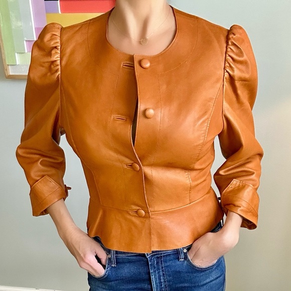 NWT Tory Burch Plongé Leather Jacket in Cognac (One-of-a-Kind Sample) - Picture 14 of 14